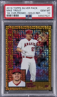 2019 Topps Silver Pack "1984 Chrome Promo" Gold Refractor #1 Mike Trout (#18/50) - PSA GEM MT 10